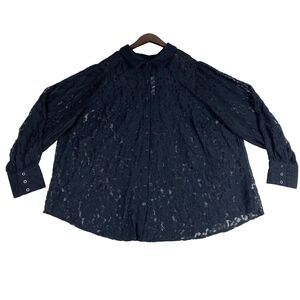Torrid Womens 3 Madison Lace Black Button-Up Blouse Long Sleeve Romantic Gothic
